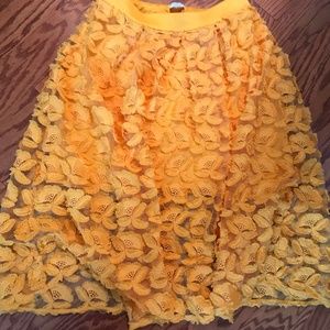 New York & Company Yellow Floral Skirt